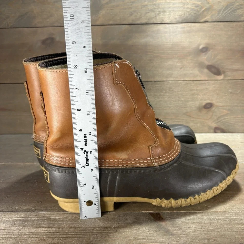 ll bean duck boots men size 10 shoes brown fleece lined winter waterproof boots
